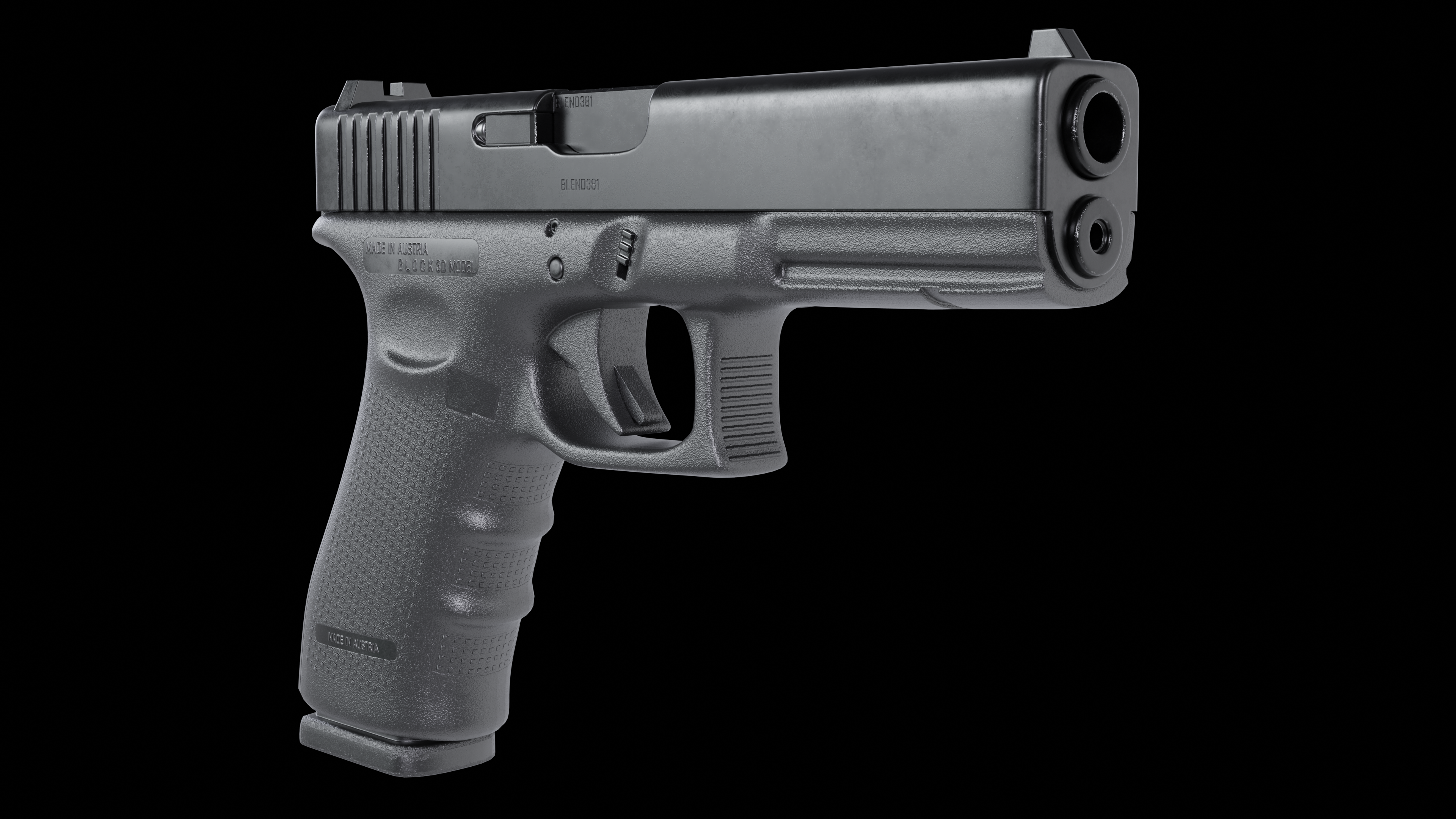 rendu finale du modèle 3D d'un glock 17